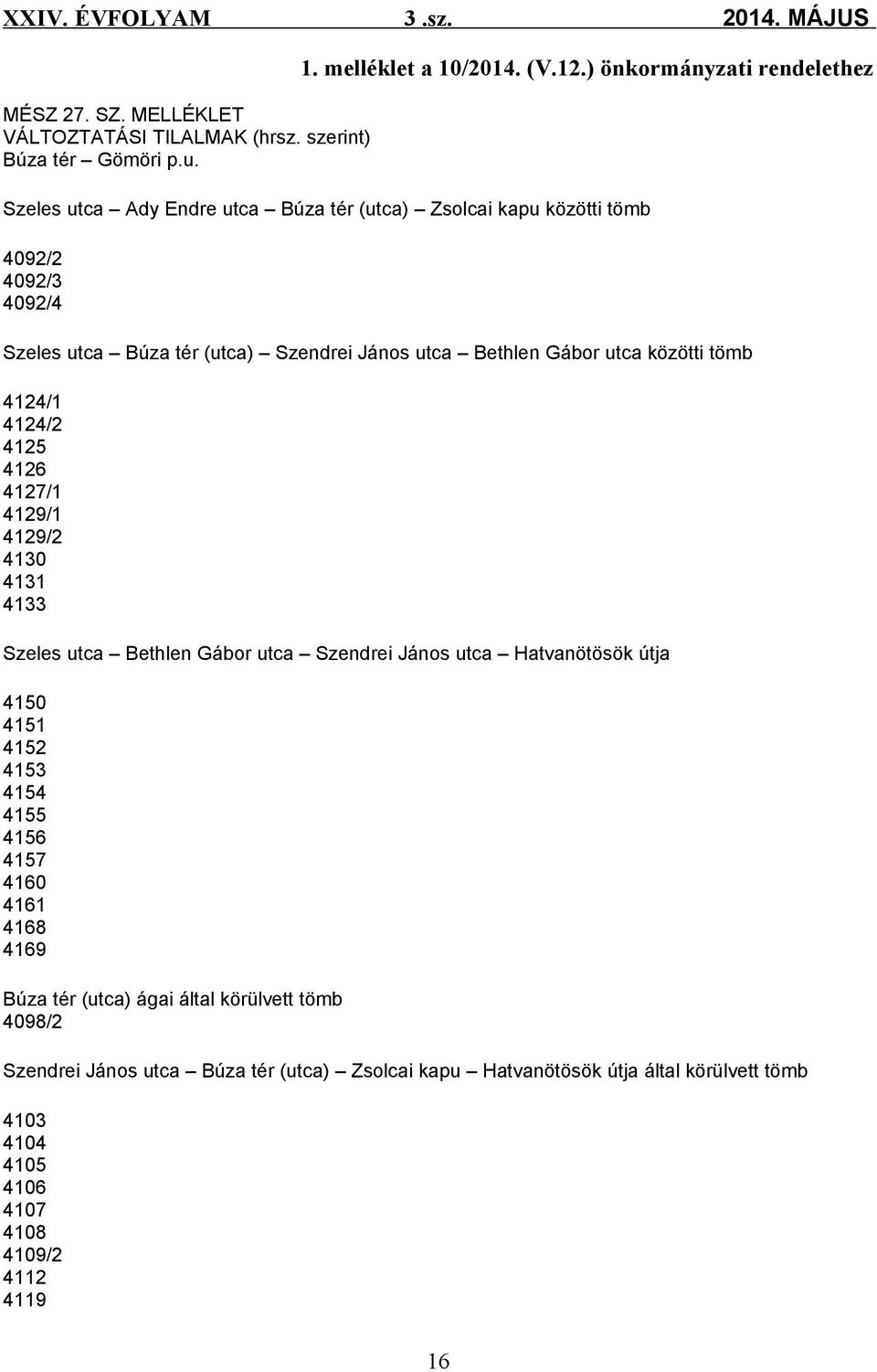 Bethlen Gábor utca közötti tömb 4124/1 4124/2 4125 4126 4127/1 4129/1 4129/2 4130 4131 4133 Szeles utca Bethlen Gábor utca Szendrei János utca Hatvanötösök útja 4150 4151