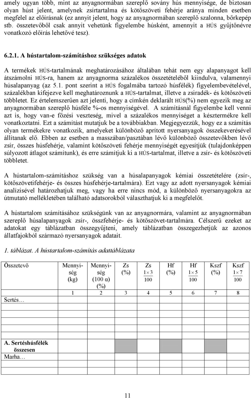 A hústartalom-számításhoz szükséges adatok A termékek HÚS-tartalmának meghatározásához általában tehát nem egy alapanyagot kell átszámolni HÚS-ra, hanem az anyagnorma százalékos összetételéből