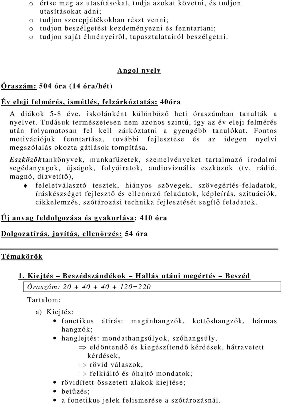 Tudásuk természetesen nem azonos szintű, így az év eleji felmérés után folyamatosan fel kell zárkóztatni a gyengébb tanulókat.