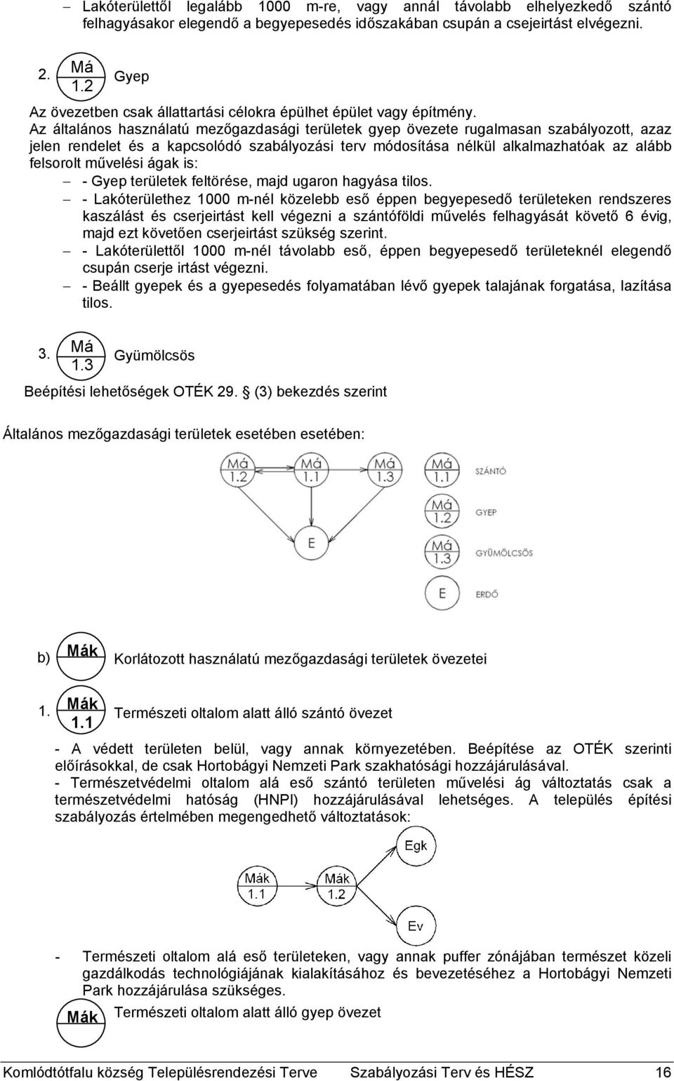 Az általános használatú mezőgazdasági területek gyep övezete rugalmasan szabályozott, azaz jelen rendelet és a kapcsolódó szabályozási terv módosítása nélkül alkalmazhatóak az alább felsorolt