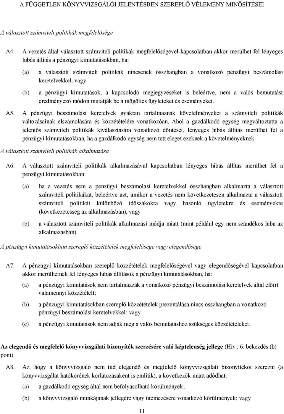 összhangban a vonatkozó pénzügyi beszámolási keretelvekkel, vagy a pénzügyi kimutatások, a kapcsolódó megjegyzéseket is beleértve, nem a valós bemutatást eredményező módon mutatják be a mögöttes