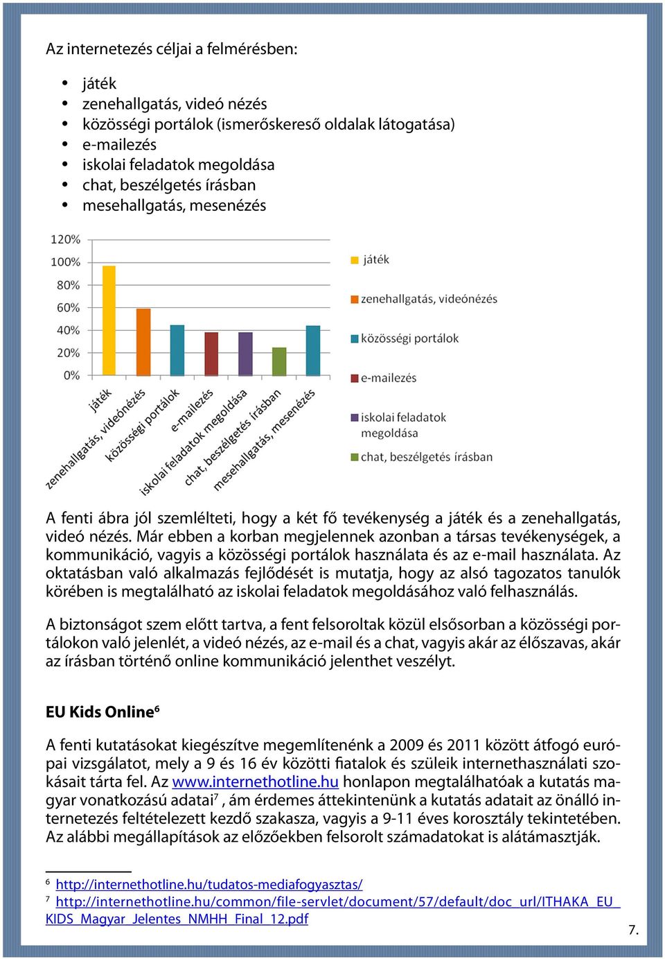 Már ebben a korban megjelennek azonban a társas tevékenységek, a kommunikáció, vagyis a közösségi portálok használata és az e-mail használata.