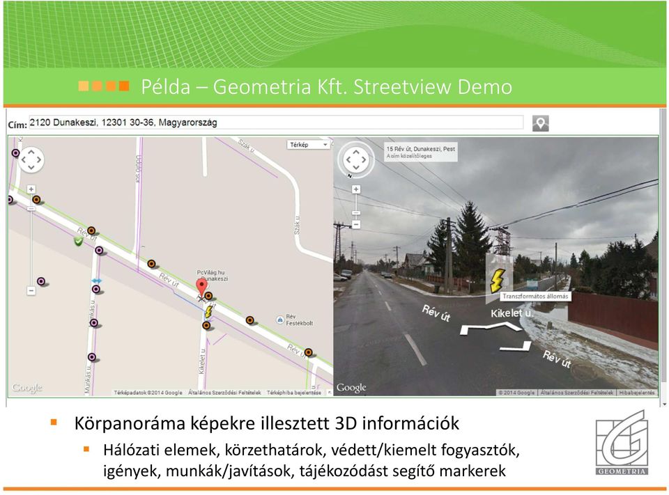 információk Hálózati elemek, körzethatárok,