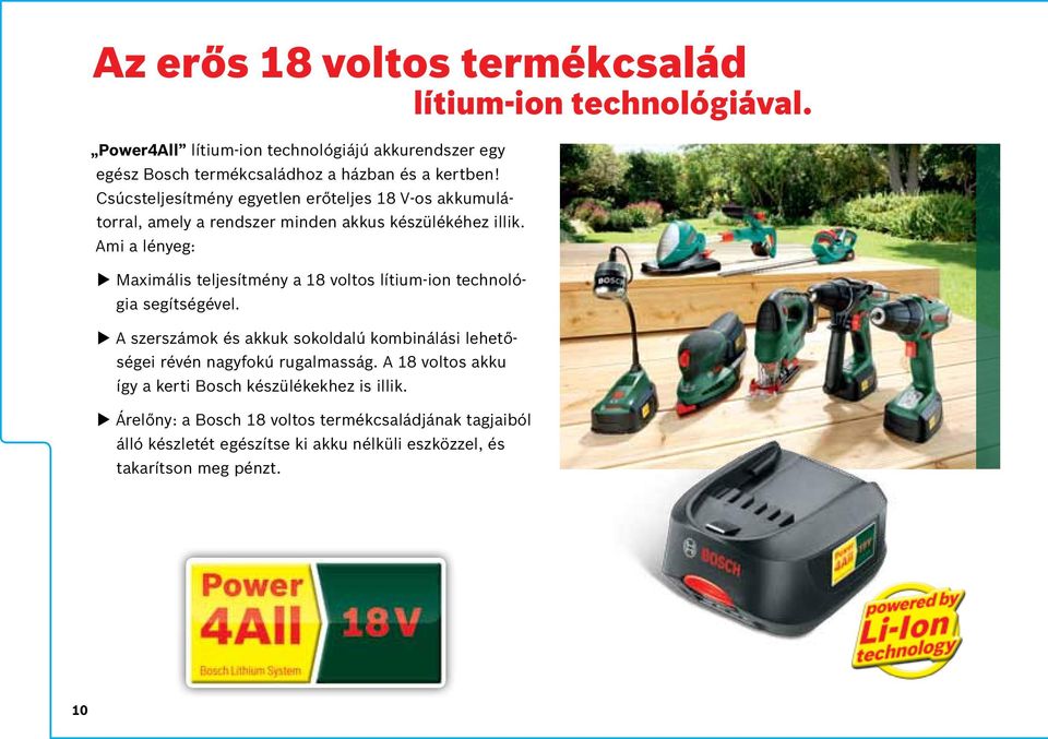 Ami a lényeg: XXMaximális teljesítmény a 18 voltos lítium-ion technológia segítségével.
