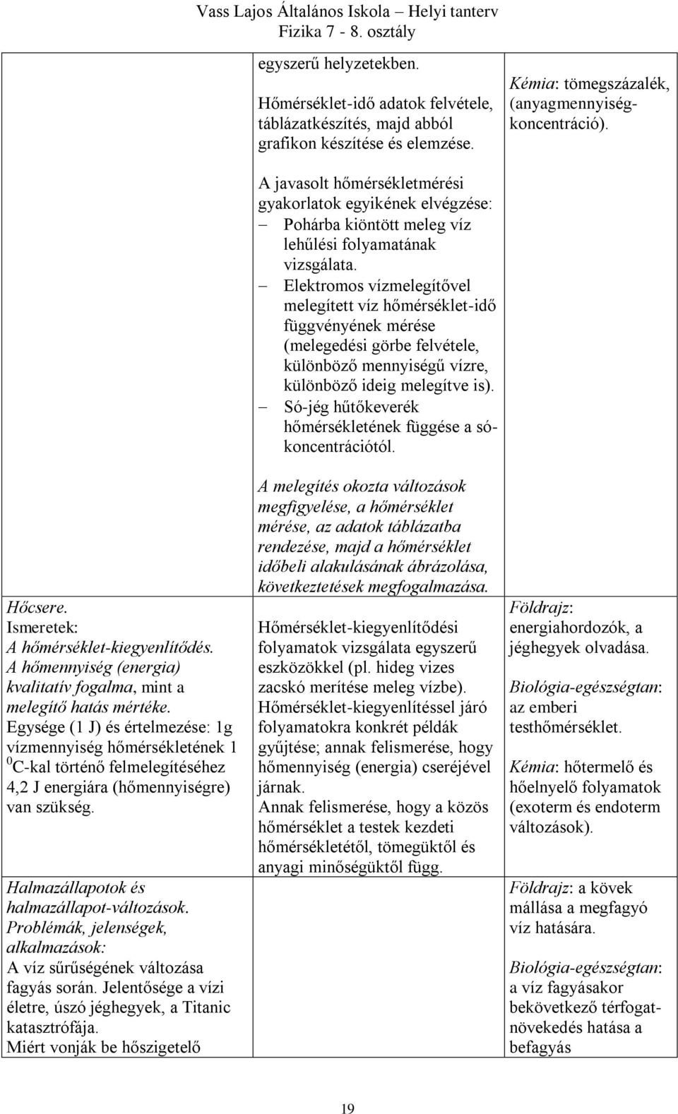 Egysége (1 J) és értelmezése: 1g vízmennyiség hőmérsékletének 1 0 C-kal történő felmelegítéséhez 4,2 J energiára (hőmennyiségre) van szükség. Halmazállapotok és halmazállapot-változások.