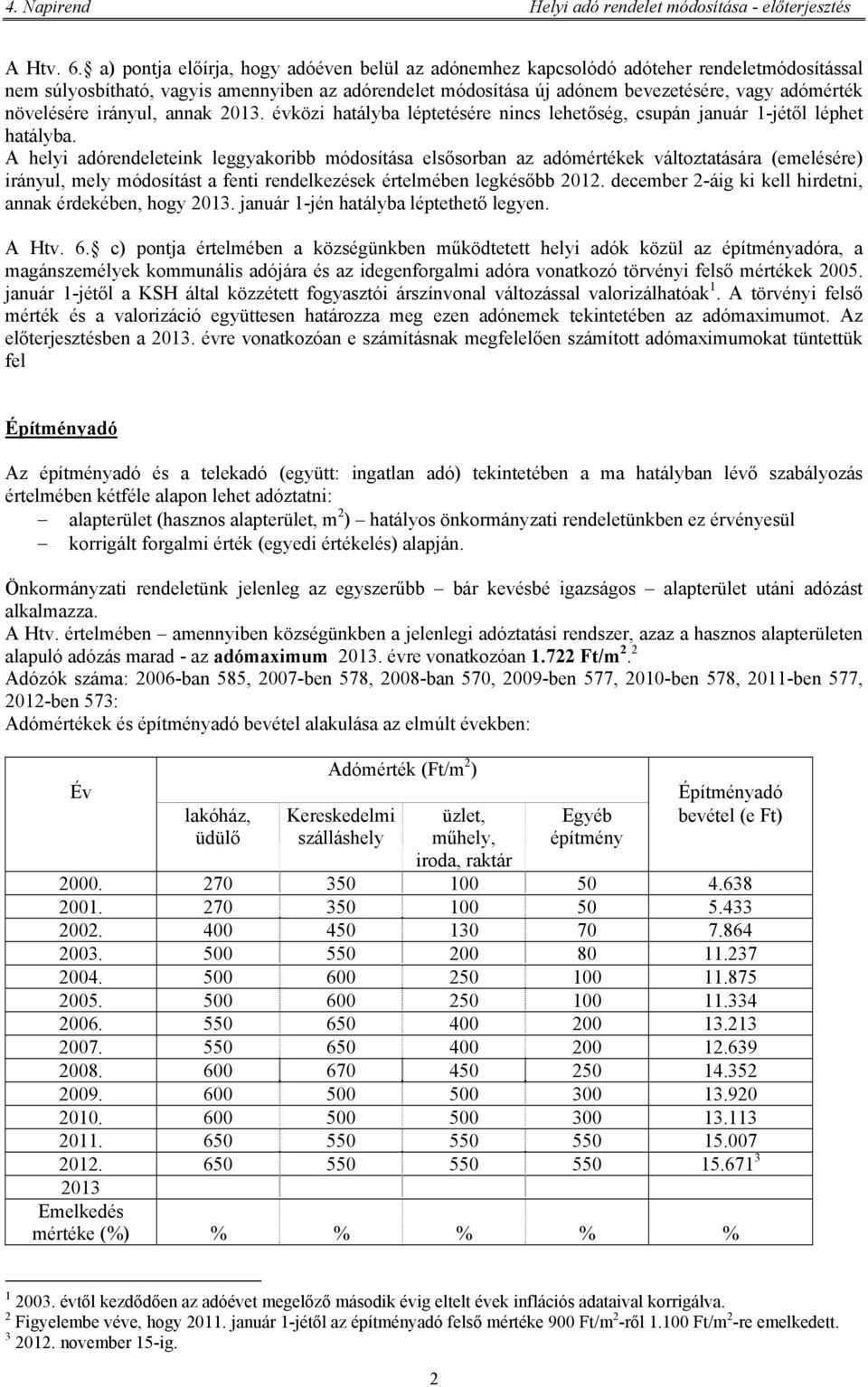 növelésére irányul, annak 2013. évközi hatályba léptetésére nincs lehetőség, csupán január 1-jétől léphet hatályba.