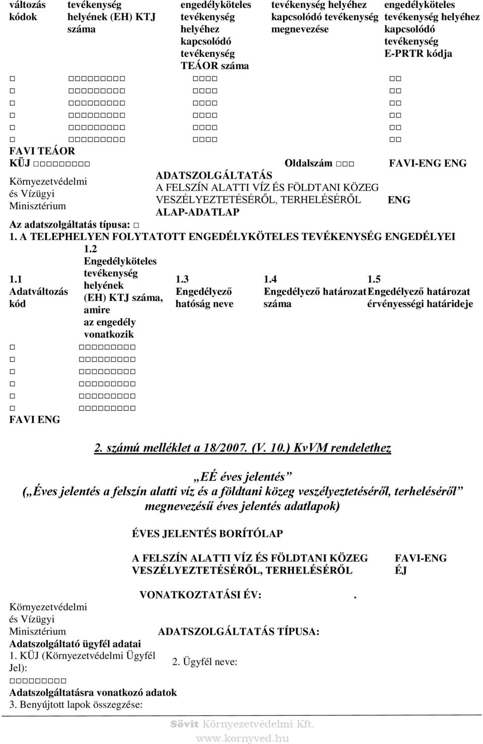 adatszolgáltatás típusa: 1. TELEPHELYEN FOLYTTOTT ENGEDÉLYKÖTELES TEVÉKENYSÉG ENGEDÉLYEI 1.2 Engedélyköteles tevékenység 1.1 1.3 1.4 1.