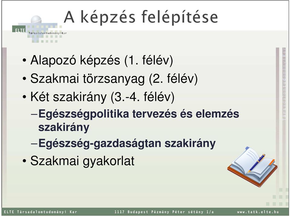 félév) Két szakirány (3.-4.