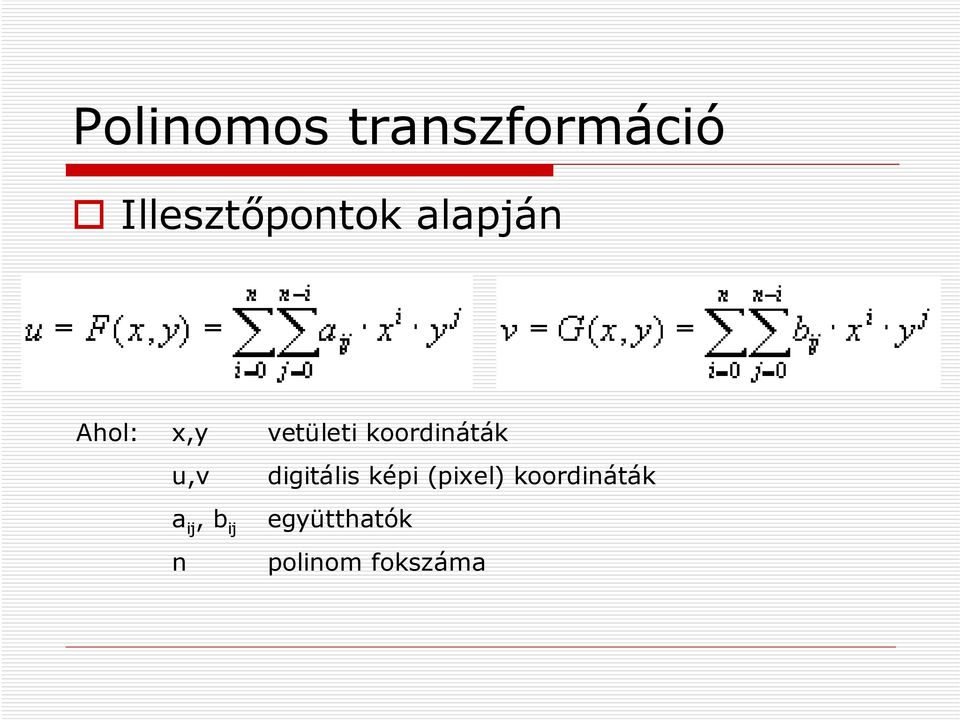 vetületi koordináták digitális képi