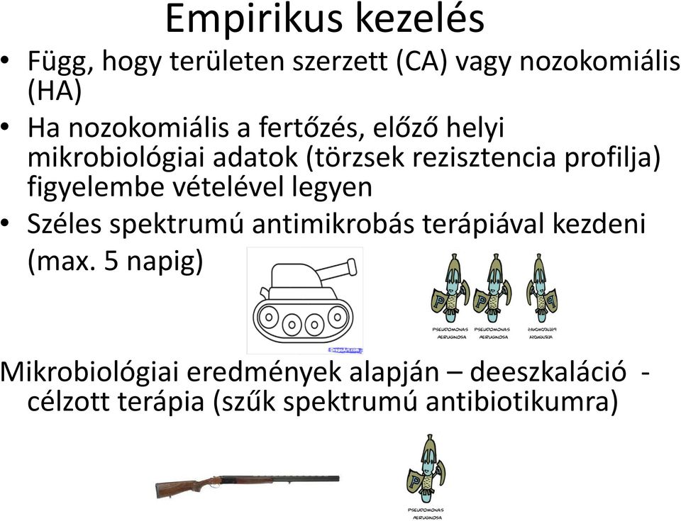profilja) figyelembe vételével legyen Széles spektrumú antimikrobás terápiával kezdeni