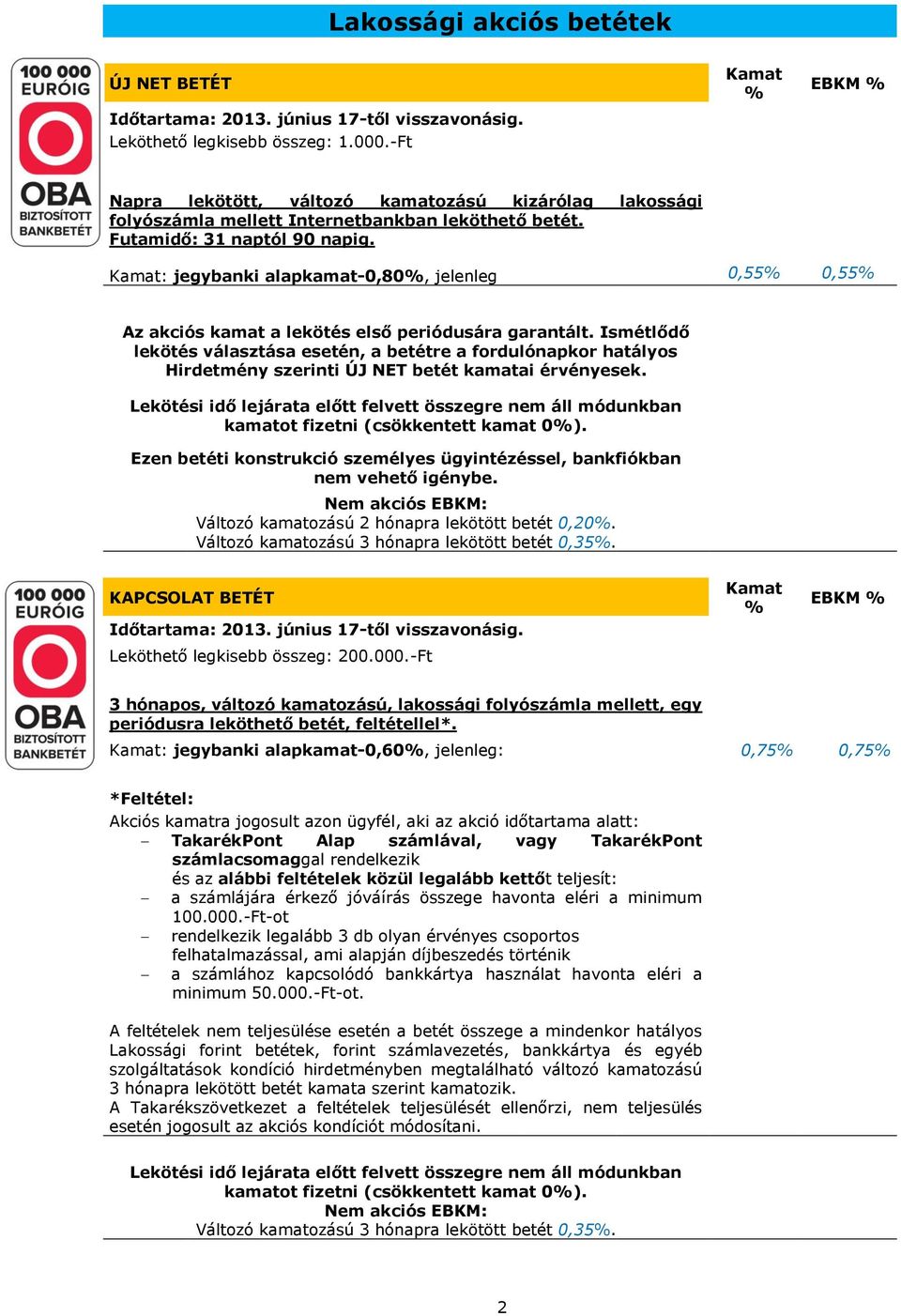 Kamat: jegybanki alapkamat-0,80%, jelenleg 0,55% 0,55% Az akciós kamat a lekötés első periódusára garantált.