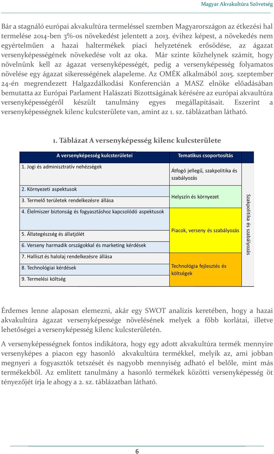 Már szinte közhelynek számít, hogy növelnünk kell az ágazat versenyképességét, pedig a versenyképesség folyamatos növelése egy ágazat sikerességének alapeleme. Az OMÉK alkalmából 2015.