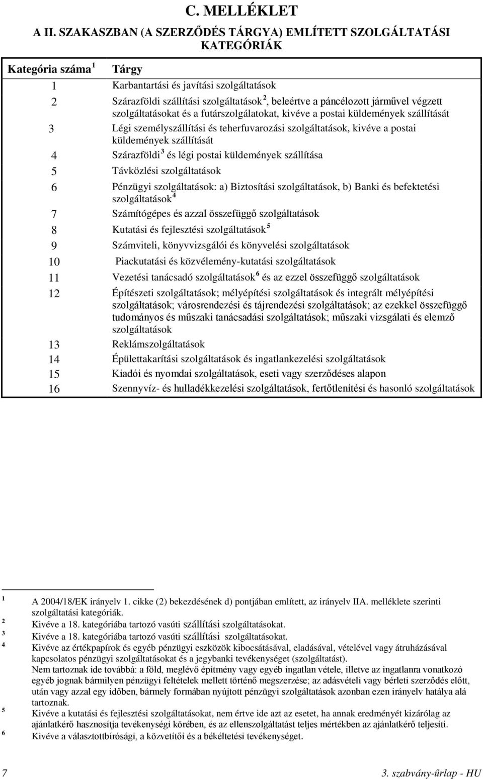 járművel végzett szolgáltatásokat és a futárszolgálatokat, kivéve a postai küldemények szállítását 3 Légi személyszállítási és teherfuvarozási szolgáltatások, kivéve a postai küldemények szállítását