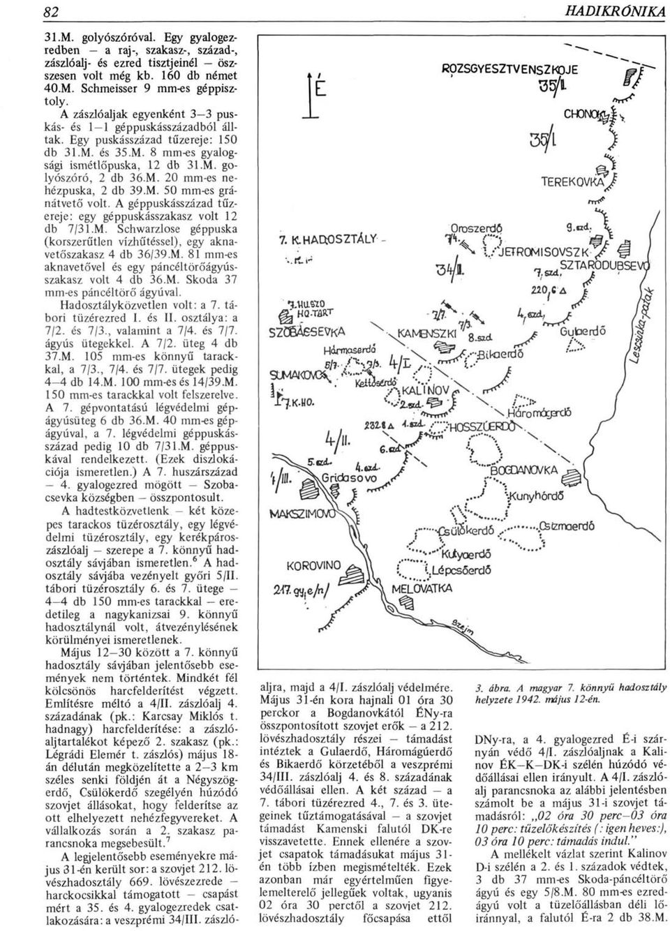 M. 50 mm-es gránátvető volt. A géppuskásszázad tűzereje: egy géppuskásszakasz volt 12 db 7/3l.M. Schwarzlose géppuska (korszerűtlen vízhűtéssel), egy aknavetőszakasz 4 db 36/39.M. 81 mm-es aknavetővel és egy páncéltörőágyússzakasz volt 4 db 36.