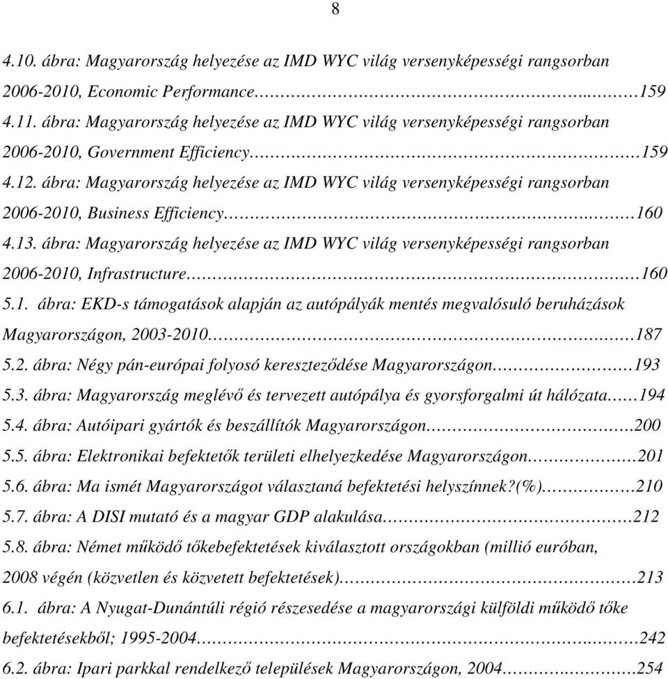 ábra: Magyarország helyezése az IMD WYC világ versenyképességi rangsorban 2006-2010, Business Efficiency. 160 4.13.