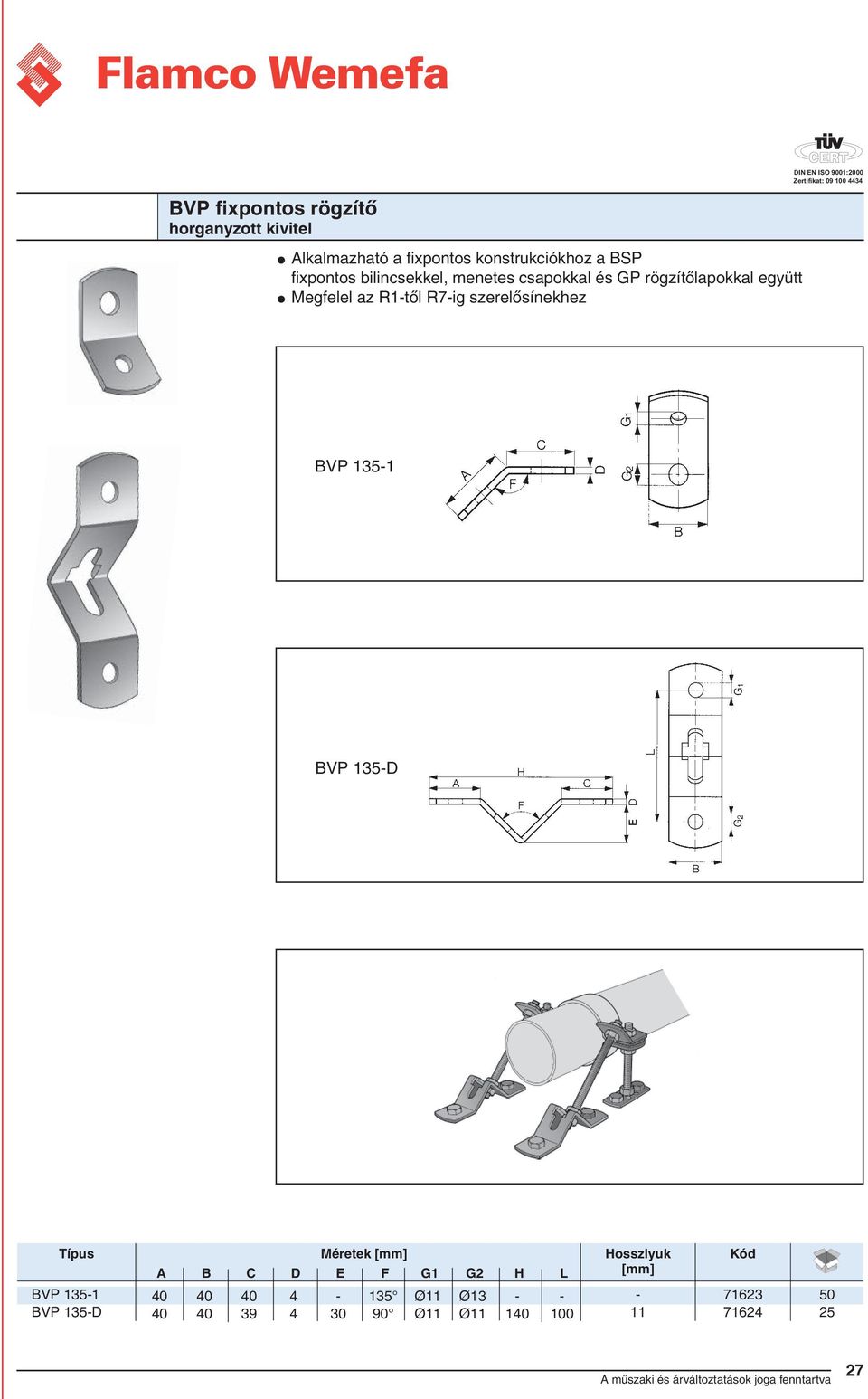 135-1 VP 135-D D E F G1 G2 H Hosszlyuk [mm] VP 135-1 40 40 40 4-135 Ø11 Ø13 - - - 71623 50