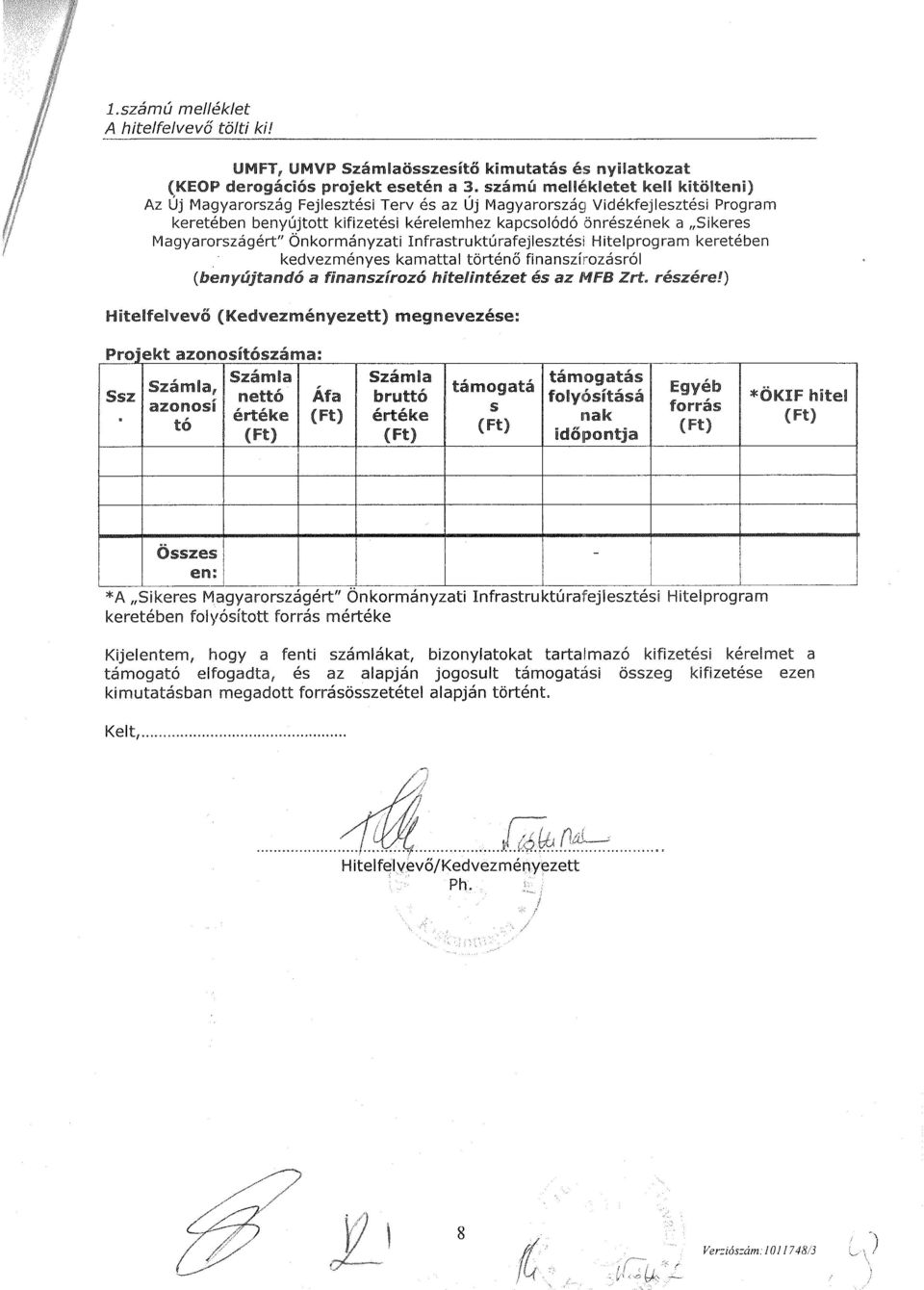 Önkormányzati Infrastruktúrafejlesztési Hitelprogram keretében kedvezményes kamattal történő finanszírozásról (benytújtand6 a finanszimz6 hitelintézet és az MFB Zrt. részére!