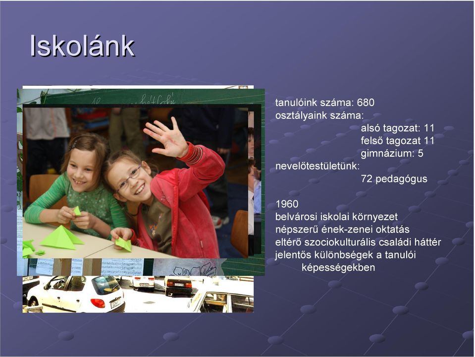 belvárosi iskolai környezet népszerű ének-zenei oktatás eltérő
