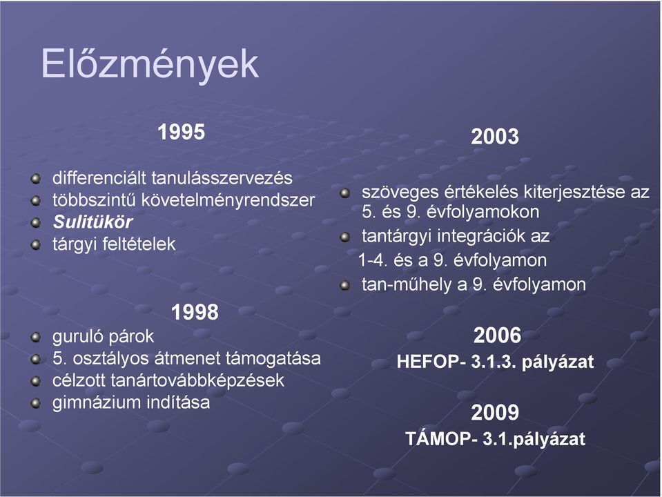 osztályos átmenet támogatása célzott tanártovábbképzések gimnázium indítása 3 szöveges