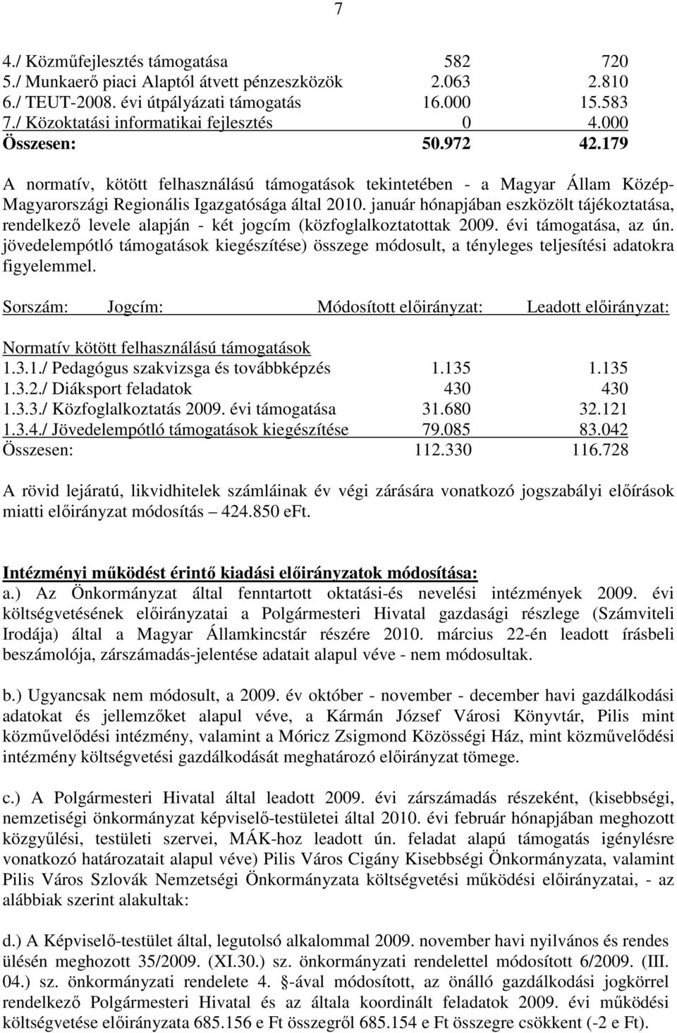január hónapjában eszközölt tájékoztatása, rendelkezı levele alapján - két jogcím (közfoglalkoztatottak 2009. évi támogatása, az ún.