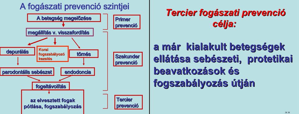 endodoncia fogeltávolítás az elvesztett fogak pótlása, fogszabályozás Tercier fogászati prevenció