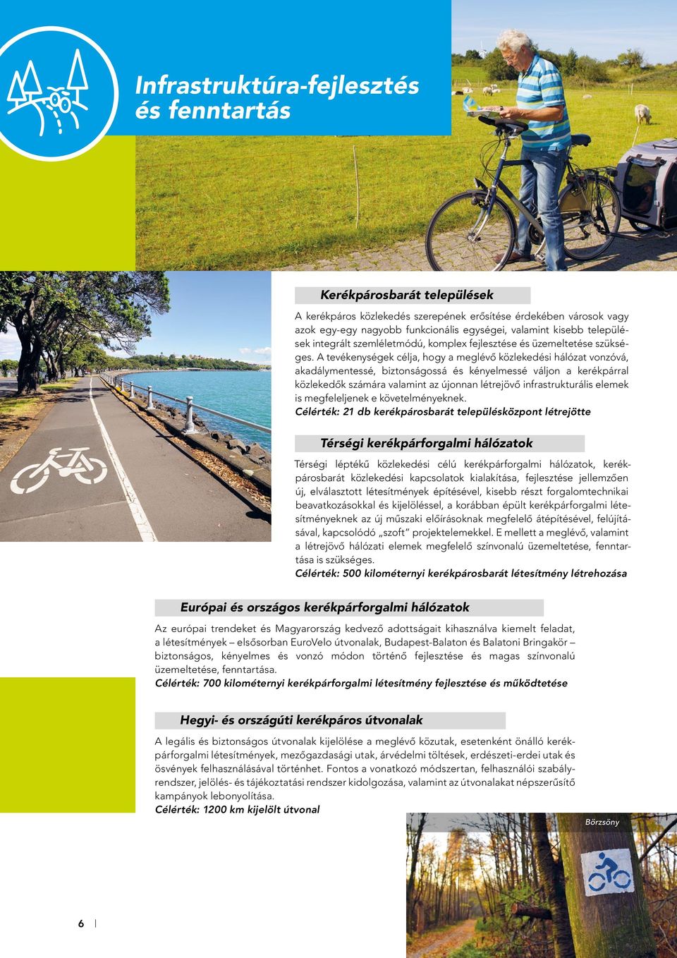 A tevékenységek célja, hogy a meglévô közlekedési hálózat vonzóvá, akadálymentessé, biztonságossá és kényelmessé váljon a kerékpárral közlekedôk számára valamint az újonnan létrejövô