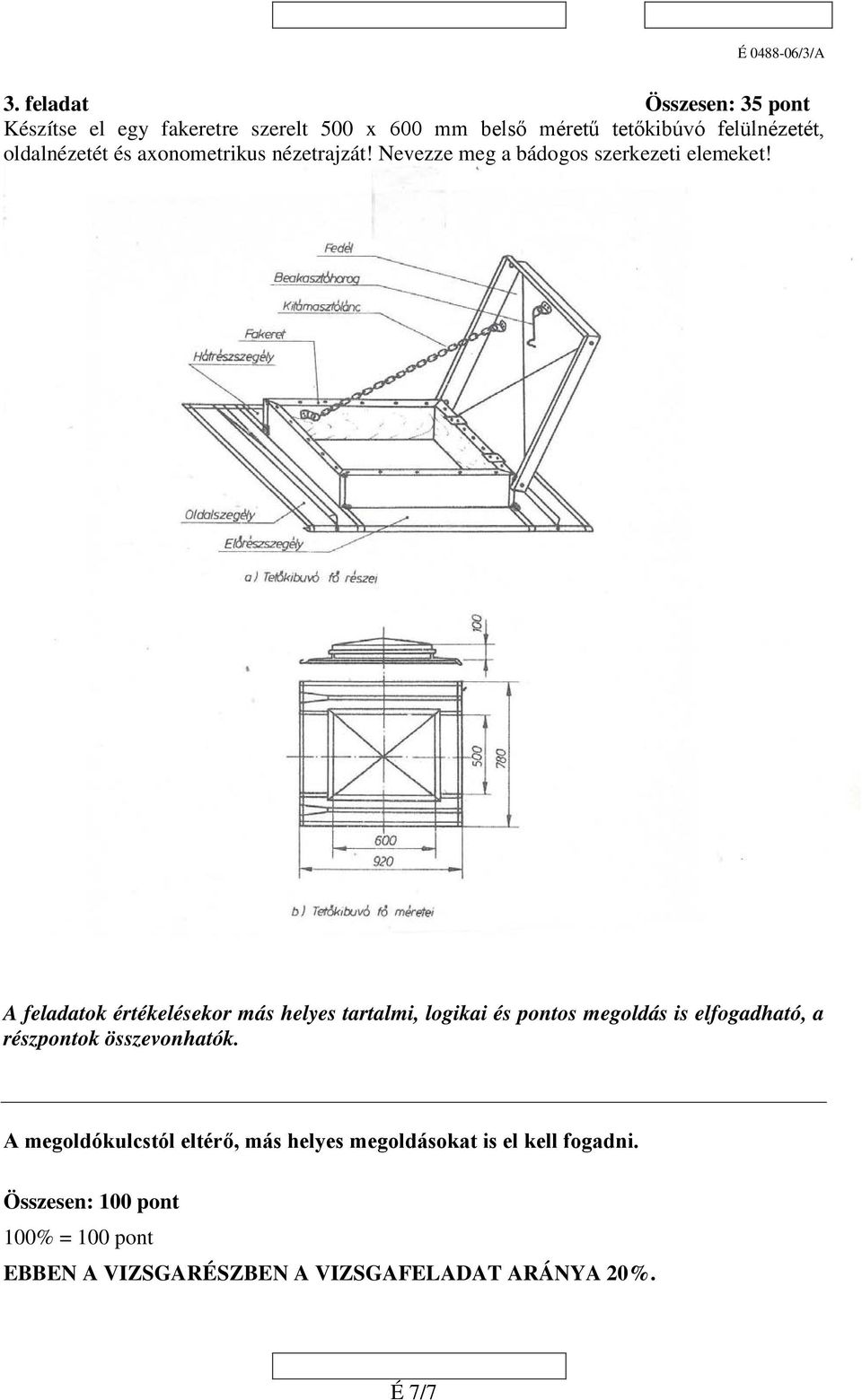 A feladatok értékelésekor más helyes tartalmi, logikai és pontos megoldás is elfogadható, a részpontok összevonhatók.