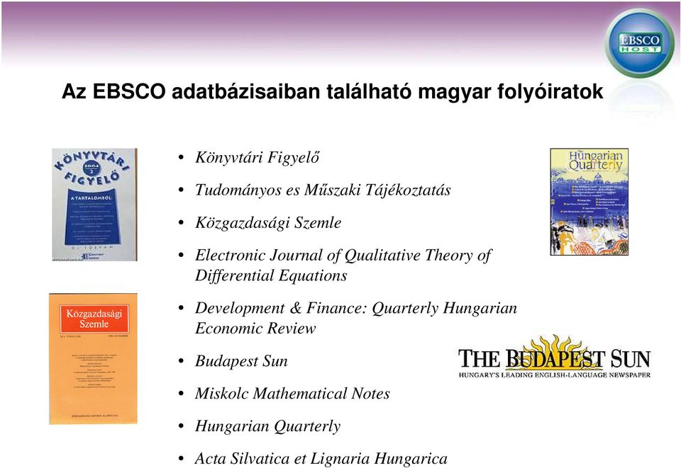 Differential Equations Development & Finance: Quarterly Hungarian Economic Review