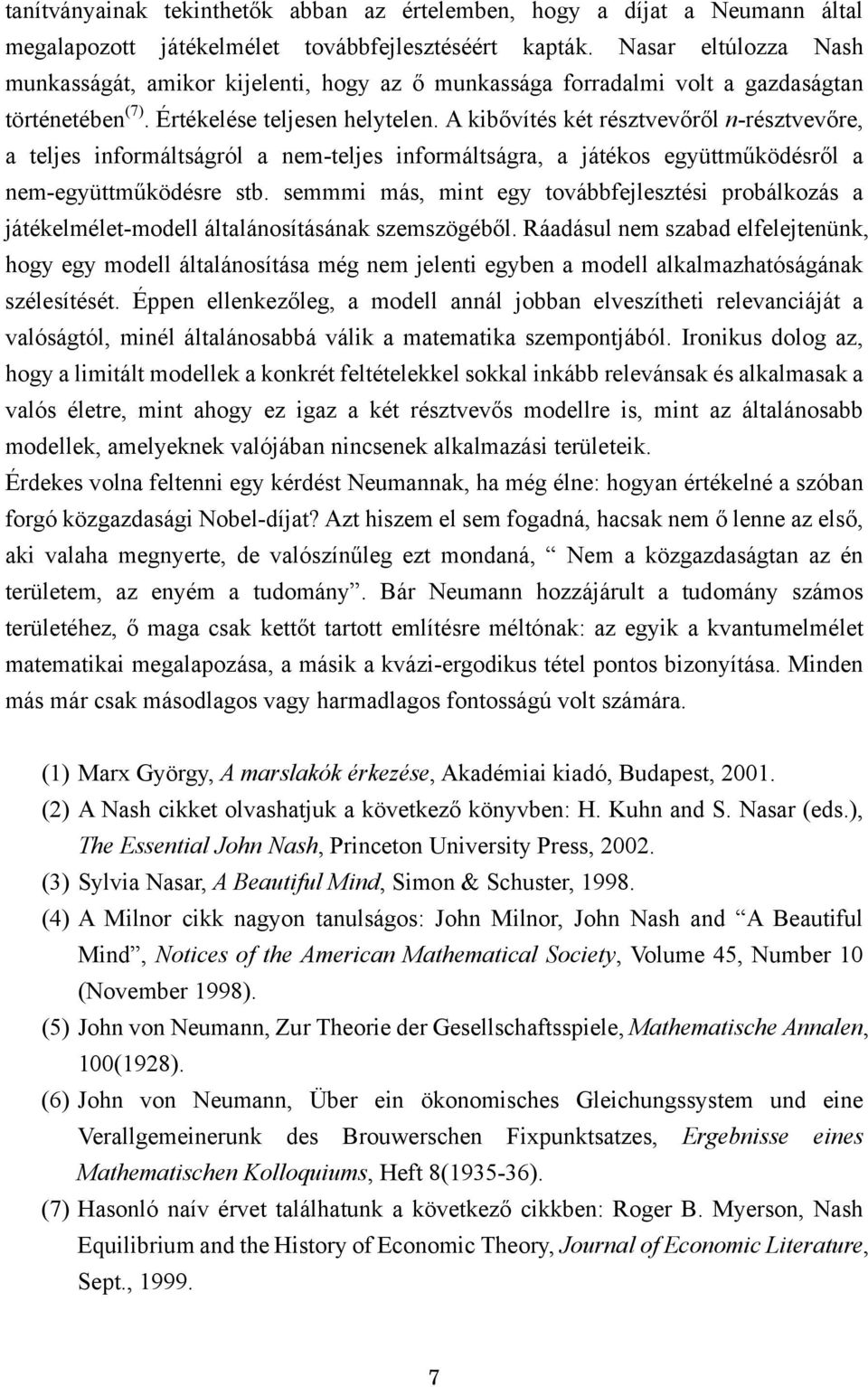 Neumann és Nash: A Beautiful Mind (Egy csodálatos elme) kritikája - PDF  Free Download