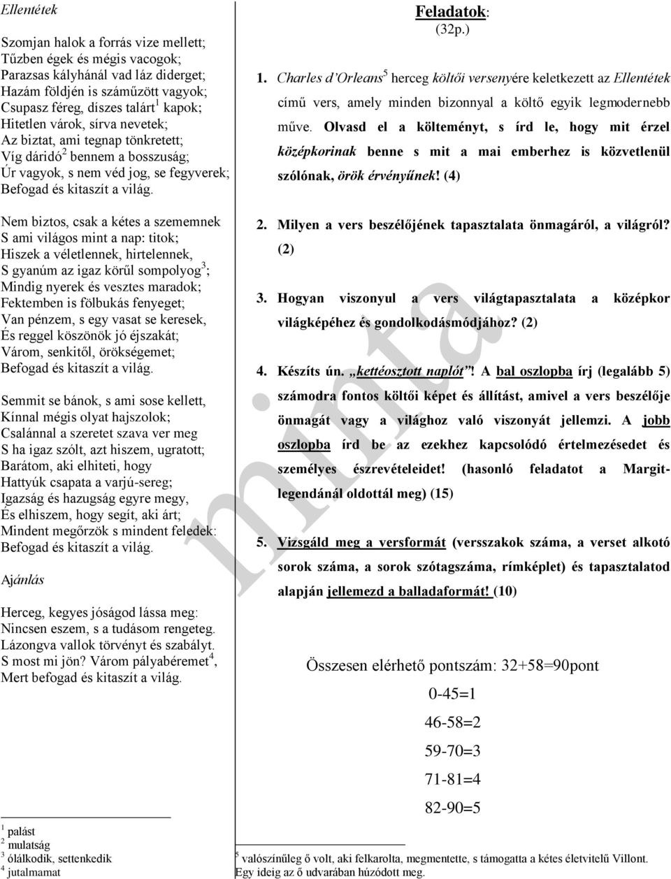 Hiszek a véletlennek, hirtelennek, S gyanúm az igaz körűl sompolyog 3 ; Mindig nyerek és vesztes maradok; Fektemben is fölbukás fenyeget; Van pénzem, s egy vasat se keresek, És reggel köszönök jó