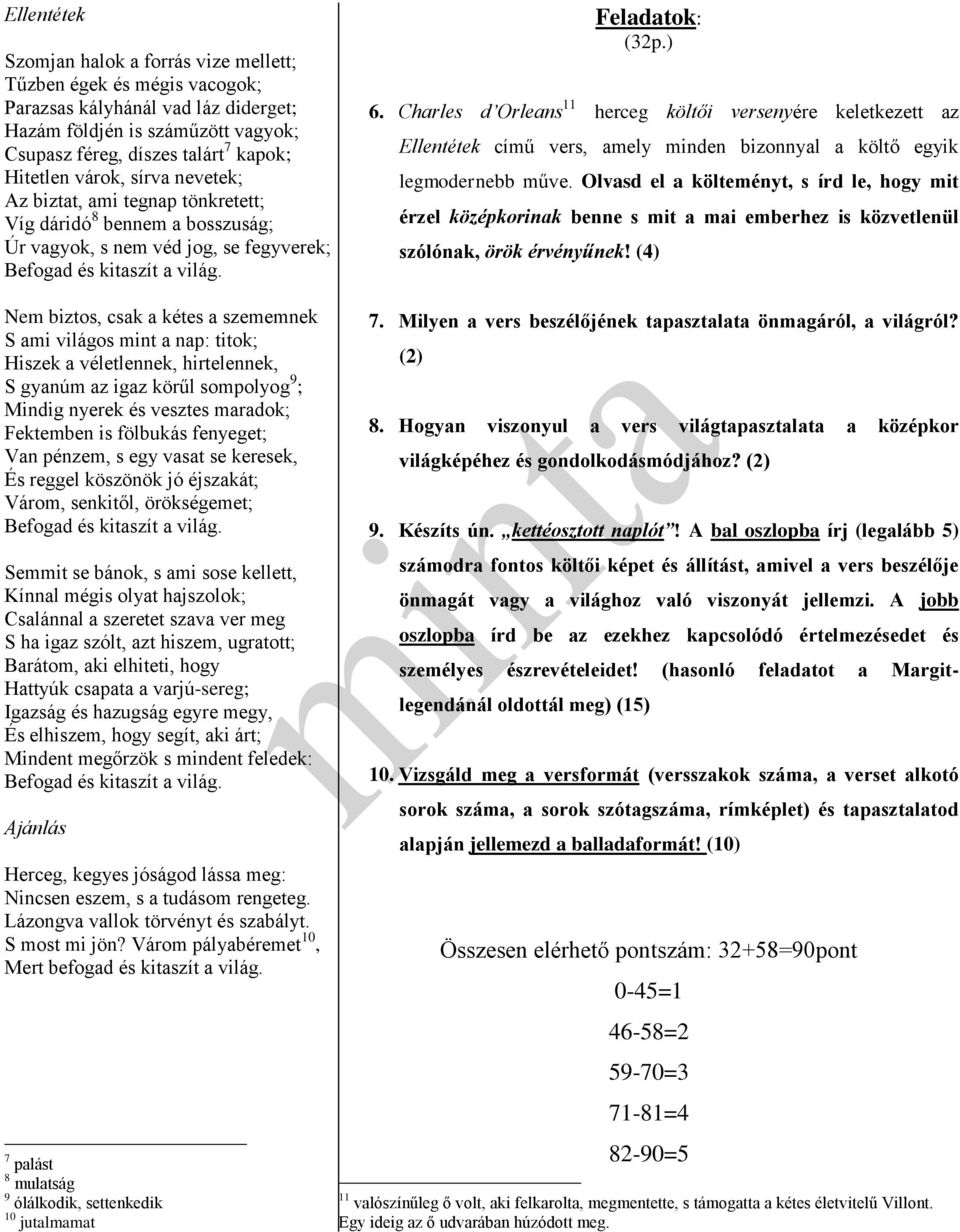 Hiszek a véletlennek, hirtelennek, S gyanúm az igaz körűl sompolyog 9 ; Mindig nyerek és vesztes maradok; Fektemben is fölbukás fenyeget; Van pénzem, s egy vasat se keresek, És reggel köszönök jó