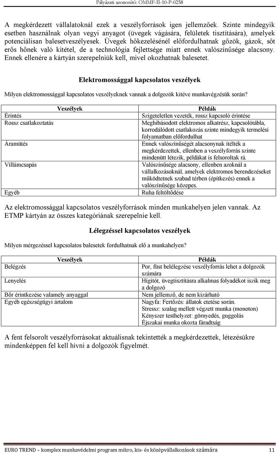 Üvegek hőkezelésénél előfordulhatnak gőzök, gázok, sőt erős hőnek való kitétel, de a technológia fejlettsége miatt ennek valószínűsége alacsony.