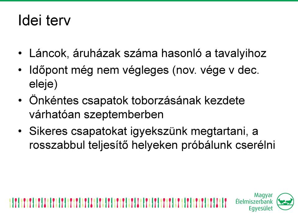 eleje) Önkéntes csapatok toborzásának kezdete várhatóan