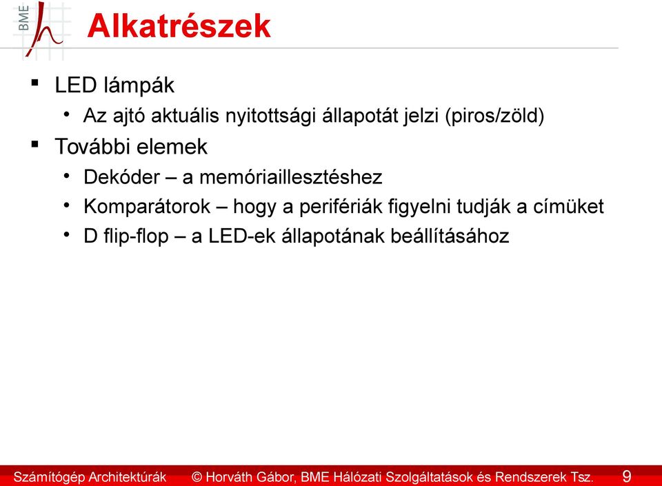 9 Alkatrészek LED lámpák Az ajtó aktuális nyitottsági állapotát jelzi