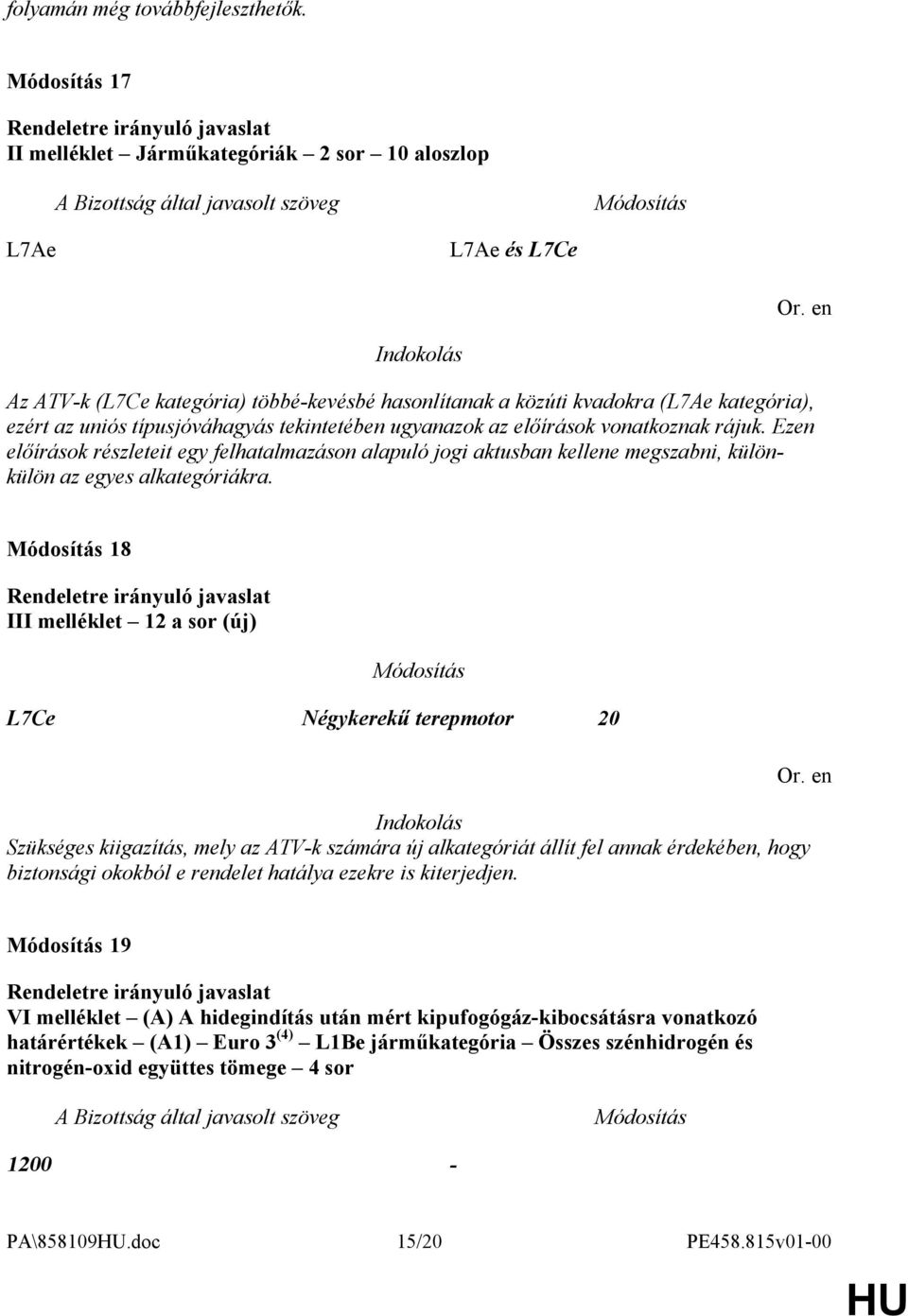 tekintetében ugyanazok az előírások vonatkoznak rájuk. Ezen előírások részleteit egy felhatalmazáson alapuló jogi aktusban kellene megszabni, különkülön az egyes alkategóriákra.