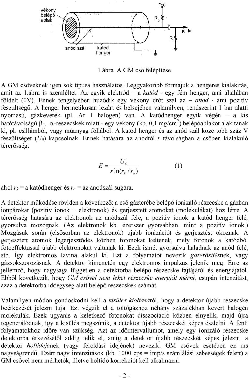 A henger hermetikusan lezárt és belsejében valamilyen, rendszerint 1 bar alatti nyomású, gázkeverék (pl. Ar + halogén) van.