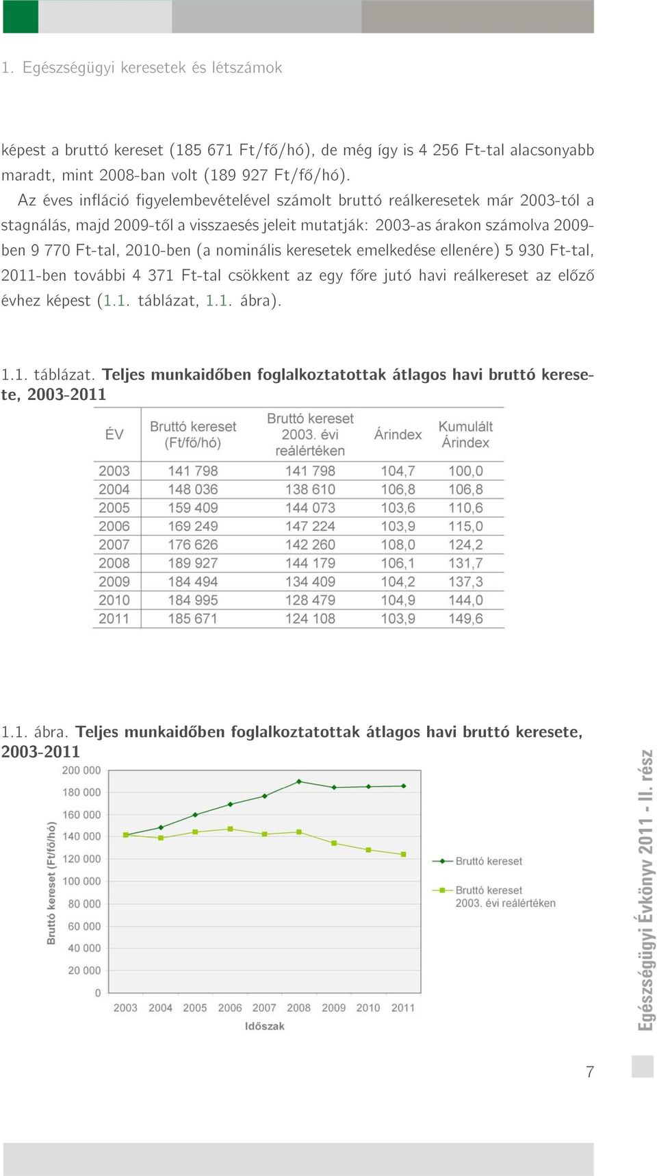 2010-ben (a nominális keresetek emelkedése ellenére) 5 930 Ft-tal, 2011-ben további 4 371 Ft-tal csökkent az egy f re jutó havi reálkereset az el z évhez képest (1.1. táblázat, 1.