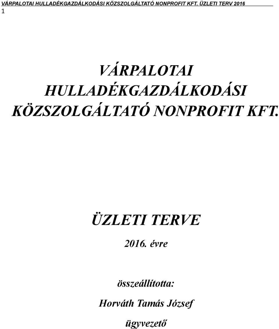 ÜZLETI TERVE 2016.