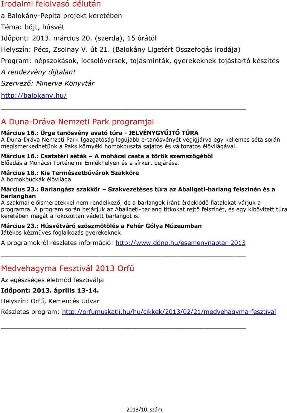 hu/ A Duna-Dráva Nemzeti Park programjai Március 16.