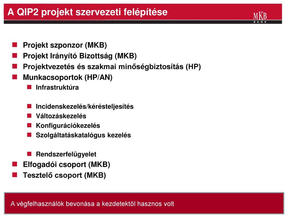 Incidenskezelés/kérésteljesítés Változáskezelés Konfigurációkezelés Szolgáltatáskatalógus kezelés