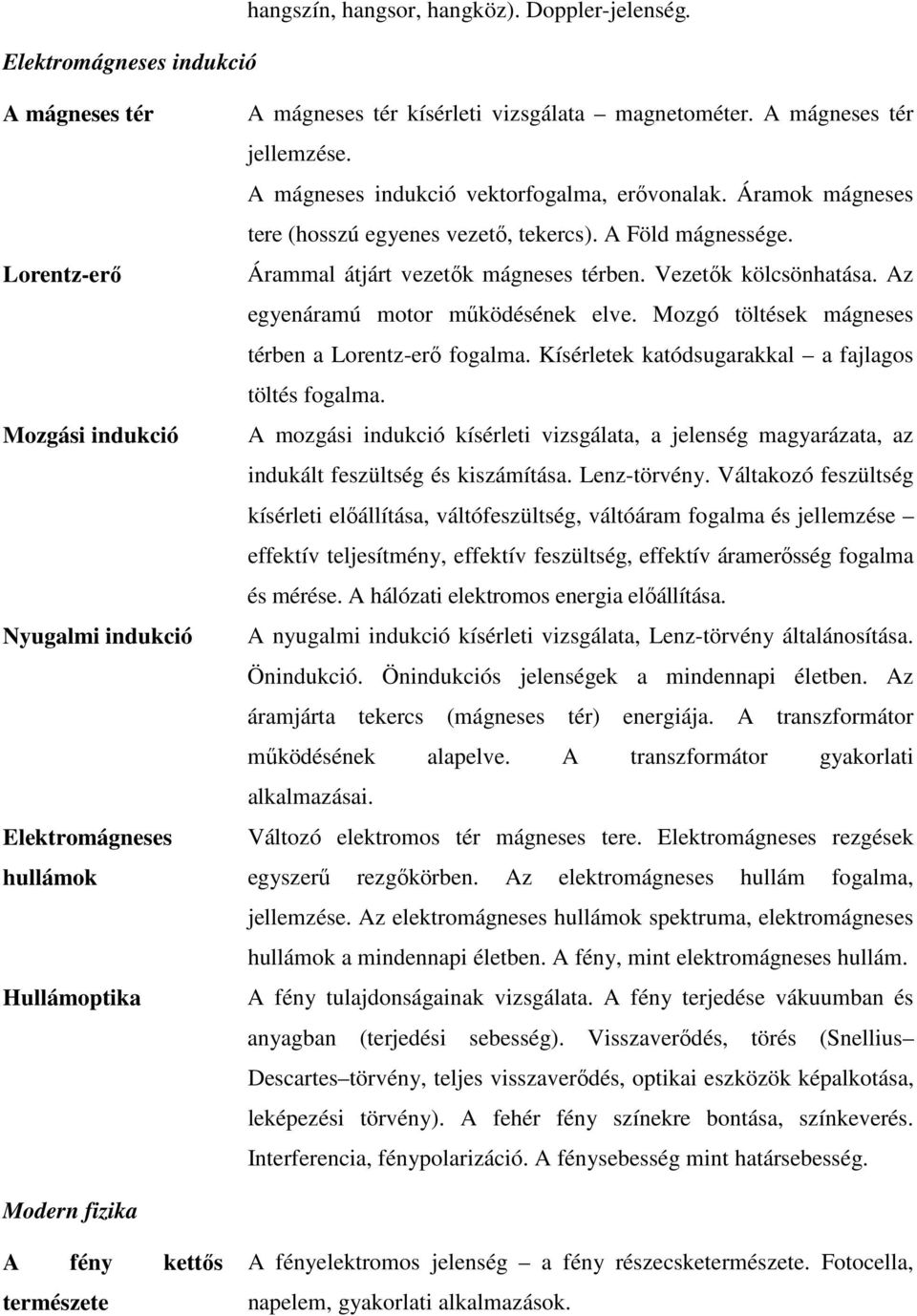 A mágneses indukció vektorfogalma, erıvonalak. Áramok mágneses tere (hosszú egyenes vezetı, tekercs). A Föld mágnessége. Árammal átjárt vezetık mágneses térben. Vezetık kölcsönhatása.