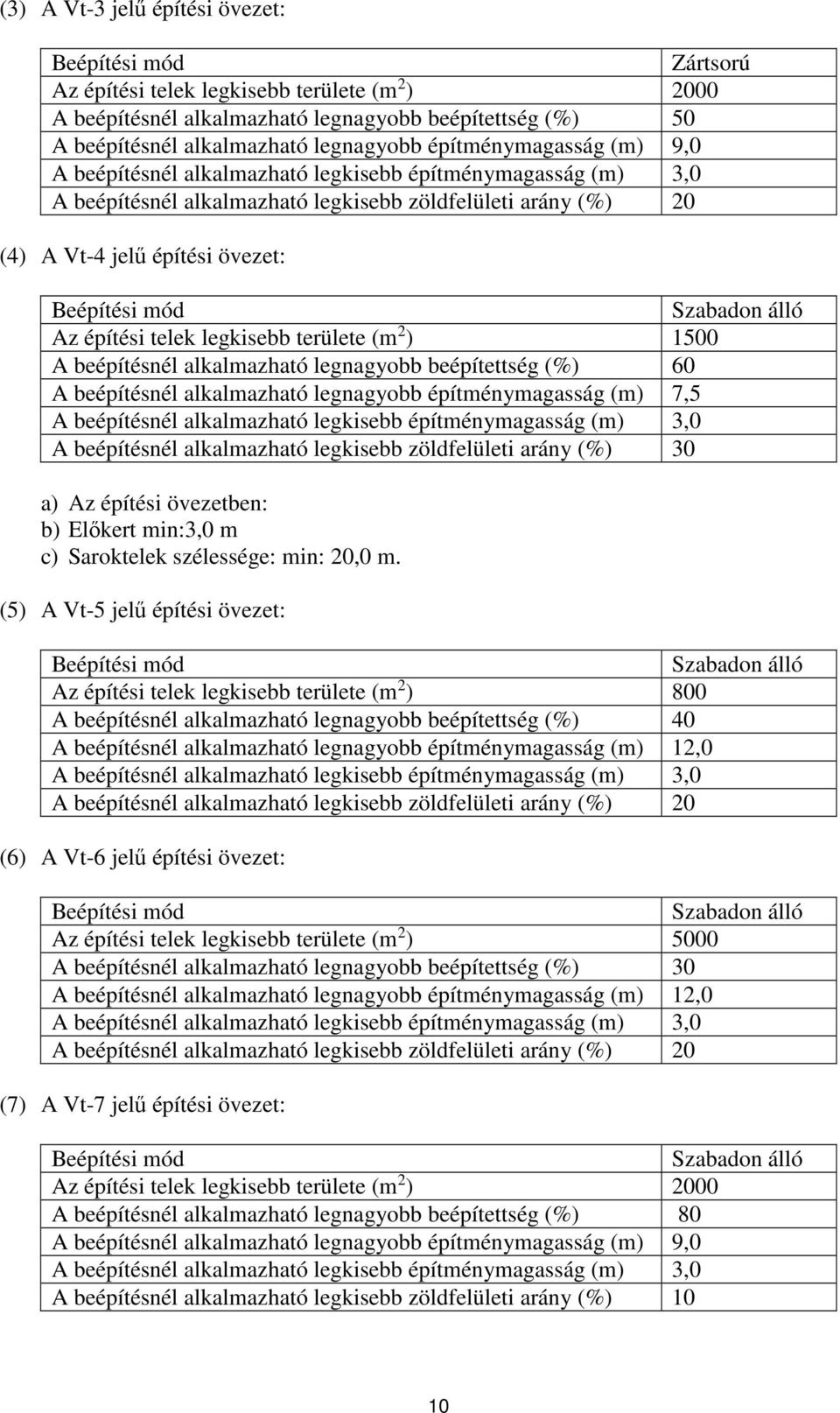 építési telek legkisebb területe (m 2 ) 1500 A beépítésnél alkalmazható legnagyobb beépítettség (%) 60 A beépítésnél alkalmazható legnagyobb építménymagasság (m) 7,5 A beépítésnél alkalmazható