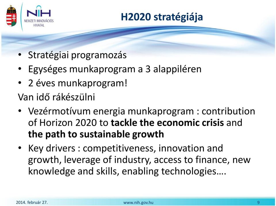 economic crisis and the path to sustainable growth Key drivers : competitiveness, innovation and