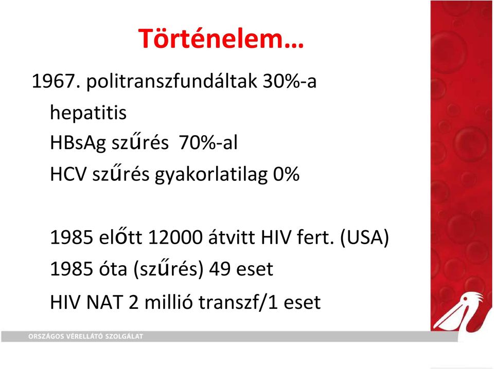 70%-al HCV szűrés gyakorlatilag 0% 1985 előtt