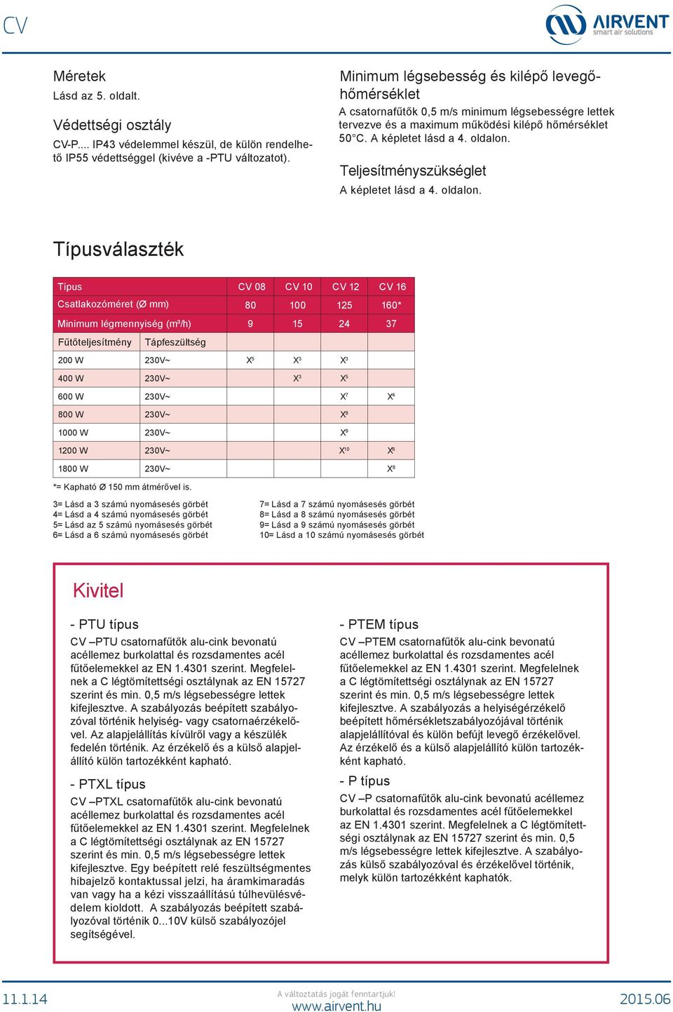 Teljesítményszükséglet A képletet lásd a 4. oldalon.