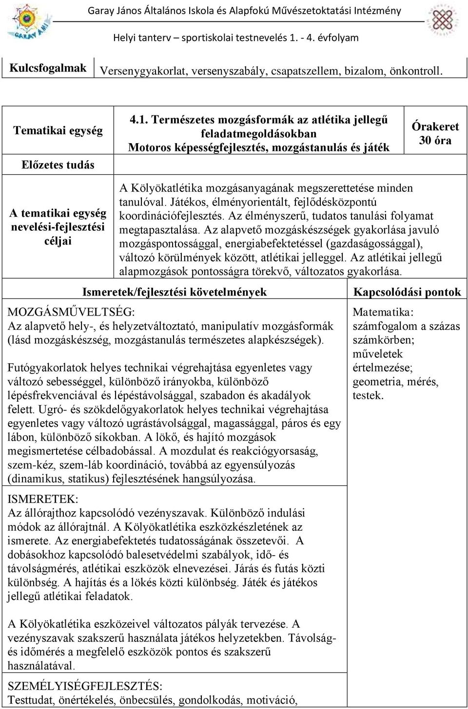 megszerettetése minden tanulóval. Játékos, élményorientált, fejlődésközpontú koordinációfejlesztés. Az élményszerű, tudatos tanulási folyamat megtapasztalása.