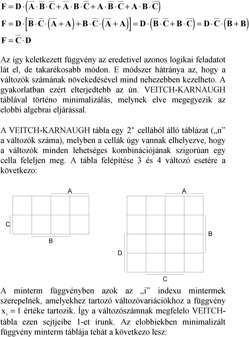 VEITH-KRNUGH áblával öréno minimalizálás, melynek elve megegyezik az elobbi algebrai eljárással.