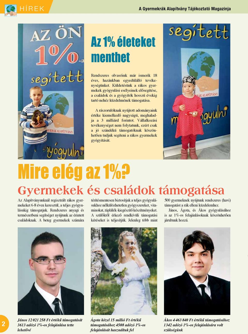 A rászorulóknak nyúj tott adományaink értéke ki emelkedő nagyságú, meghaladja a 3 mil liárd forintot.