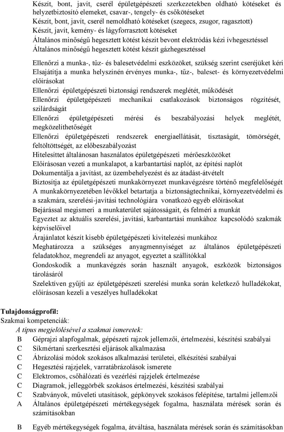 gázhegesztéssel Ellenőrzi a munka-, tűz- és balesetvédelmi eszközöket, szükség szerint cseréjüket kéri Elsajátítja a munka helyszínén érvényes munka-, tűz-, baleset- és környezetvédelmi előírásokat