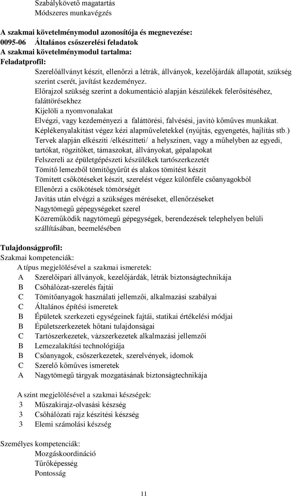 Előrajzol szükség szerint a dokumentáció alapján készülékek felerősítéséhez, faláttörésekhez Kijelöli a nyomvonalakat Elvégzi, vagy kezdeményezi a faláttörési, falvésési, javító kőműves munkákat.